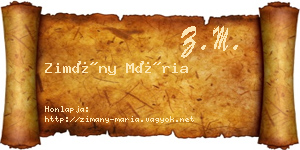 Zimány Mária névjegykártya