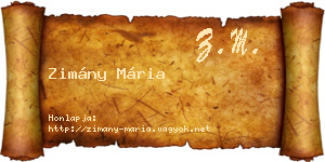 Zimány Mária névjegykártya